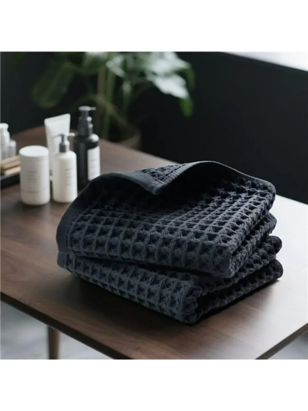 Waffle Hand Towels Set 2 Pack Cotton Quick Dry Lint Free Bathroom Kitchen Face